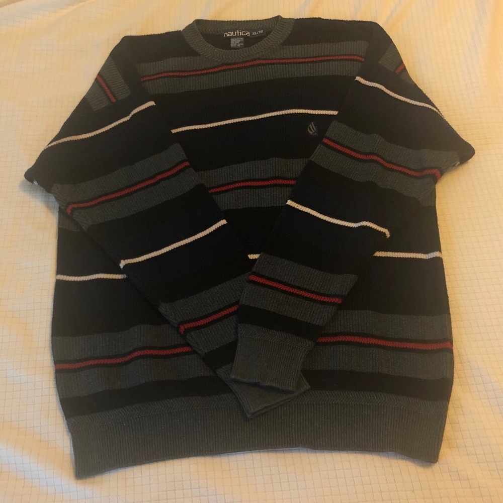 Nautica Crew Neck Striped Sweater - Size XL